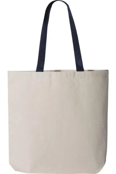 Q-tees 11l Canvas Tote With Contrast-color Handles In White