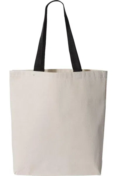 Q-tees 11l Canvas Tote With Contrast-color Handles In White