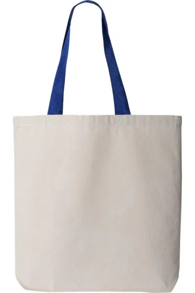 Q-tees 11l Canvas Tote With Contrast-color Handles In White
