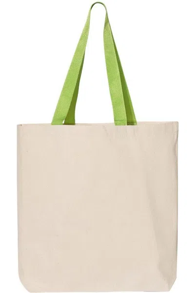 Q-tees 11l Canvas Tote With Contrast-color Handles In White