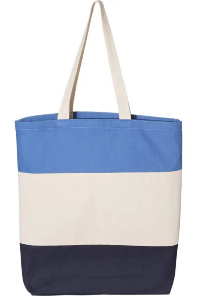 Q-tees 11l Tri-color Tote In Blue