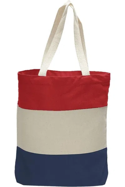 Q-tees 11l Tri-color Tote In Blue