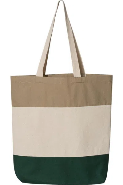 Q-tees 11l Tri-color Tote In Green