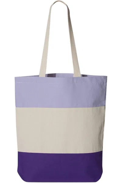 Q-tees 11l Tri-color Tote In Purple