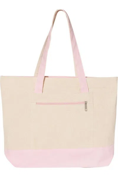 Q-tees 19l Zippered Tote In Pink