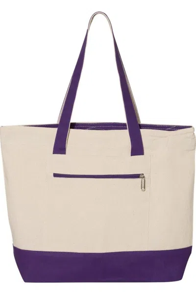 Q-tees 19l Zippered Tote In Purple