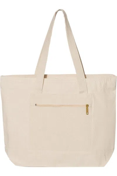 Q-tees 19l Zippered Tote In White