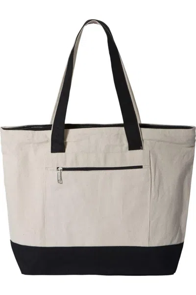 Q-tees 19l Zippered Tote In White