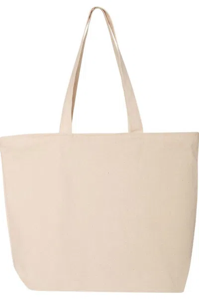 Q-tees 25l Zippered Tote In Beige