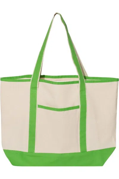 Q-tees 34.6l Large Canvas Deluxe Tote In Green