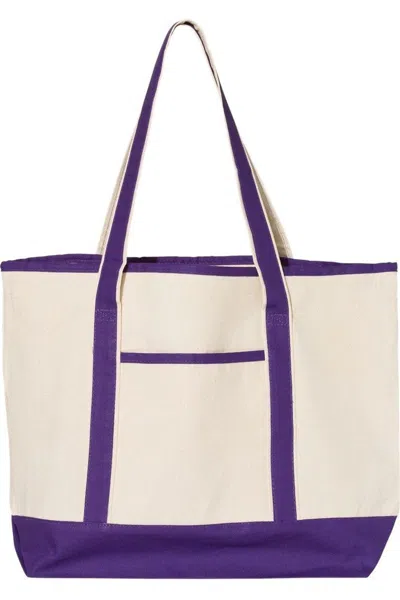 Q-tees 34.6l Large Canvas Deluxe Tote In Purple