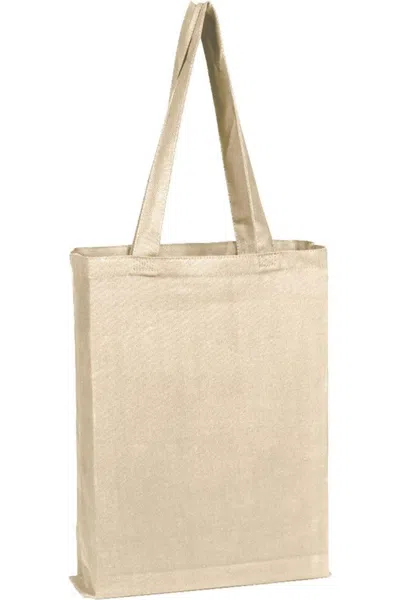 Q-tees Canvas Gusset Promotional Tote In Beige
