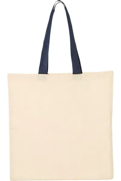 Q-tees Economical Tote With Contrast-color Handles In Beige