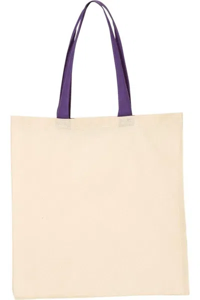 Q-tees Economical Tote With Contrast-color Handles In Beige