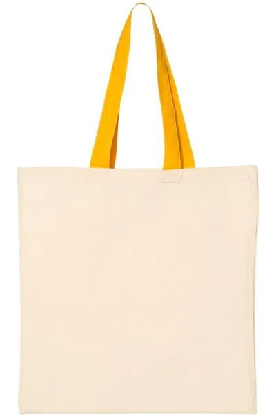Q-tees Economical Tote With Contrast-color Handles In Beige