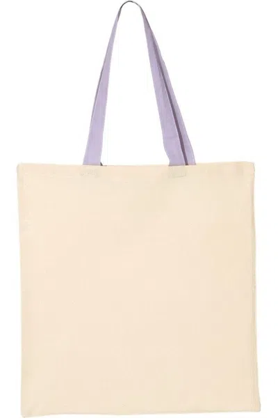 Q-tees Economical Tote With Contrast-color Handles In Beige