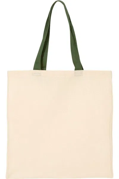 Q-tees Economical Tote With Contrast-color Handles In Beige