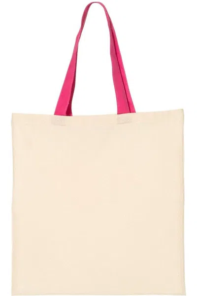 Q-tees Economical Tote With Contrast-color Handles In Beige