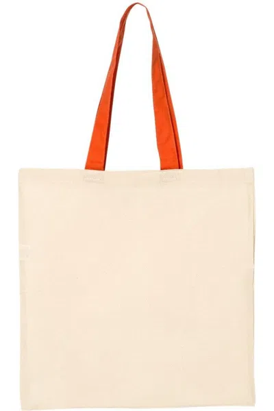 Q-tees Economical Tote With Contrast-color Handles In Neutral