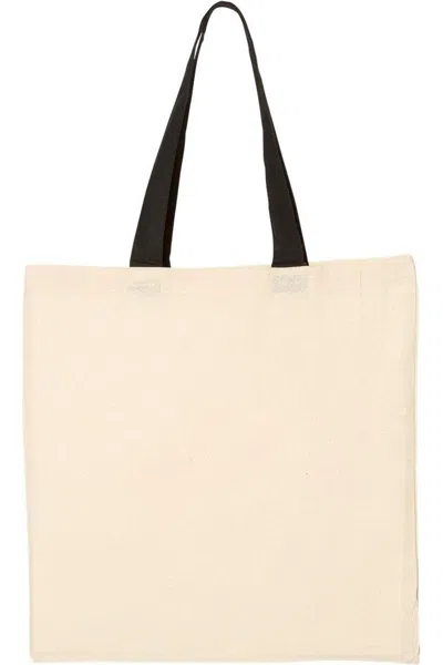 Q-tees Economical Tote With Contrast-color Handles In White