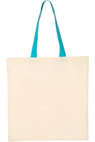Q-tees Economical Tote With Contrast-color Handles In White