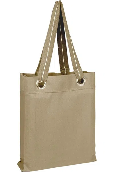 Q-tees Large Grommet Tote In Beige
