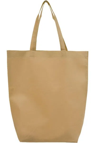 Q-tees Non-woven Gusset Bottom Tote In Beige