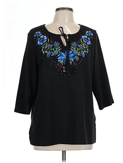 Pre-owned Quacker Factory 3/4 Sleeve Blouse In Black