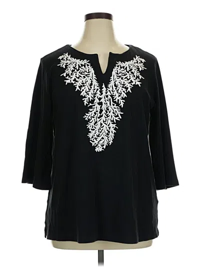 Pre-owned Quacker Factory 3/4 Sleeve Blouse In Black