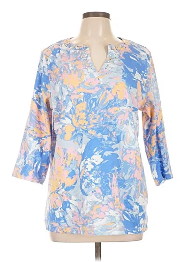 Pre-owned Quacker Factory 3/4 Sleeve Blouse In Blue