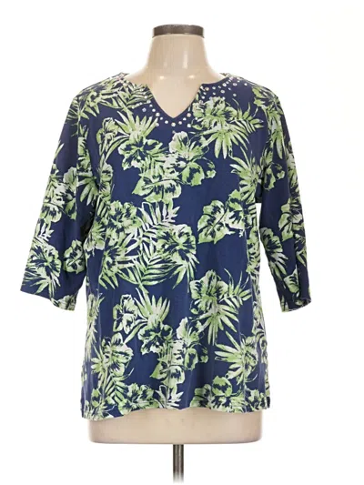 Pre-owned Quacker Factory 3/4 Sleeve Blouse In Blue