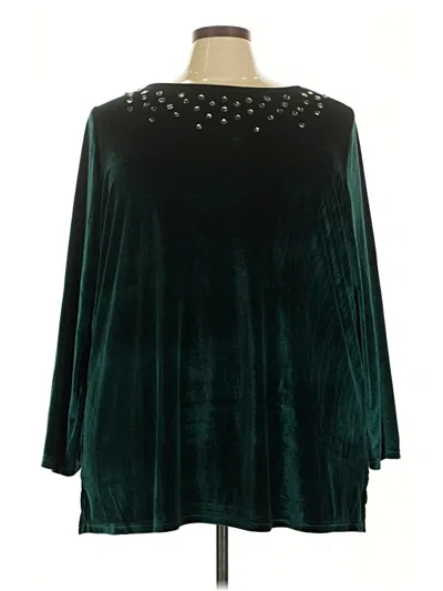 Pre-owned Quacker Factory 3/4 Sleeve Blouse In Green