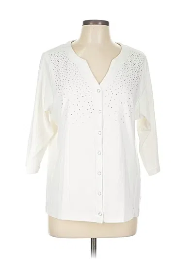 Pre-owned Quacker Factory 3/4 Sleeve Blouse In Ivory