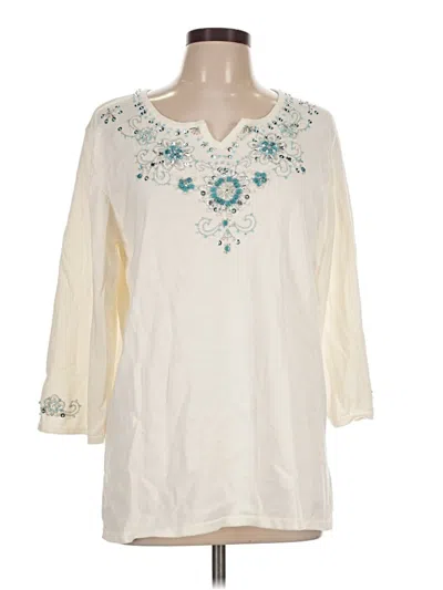 Pre-owned Quacker Factory 3/4 Sleeve Blouse In Ivory