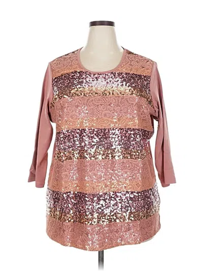 Pre-owned Quacker Factory 3/4 Sleeve Blouse In Pink