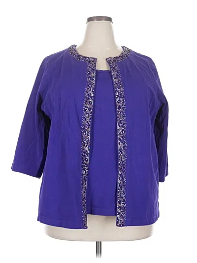 Pre-owned Quacker Factory 3/4 Sleeve Blouse In Purple