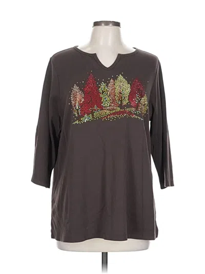 Pre-owned Quacker Factory 3/4 Sleeve T-shirt In Brown