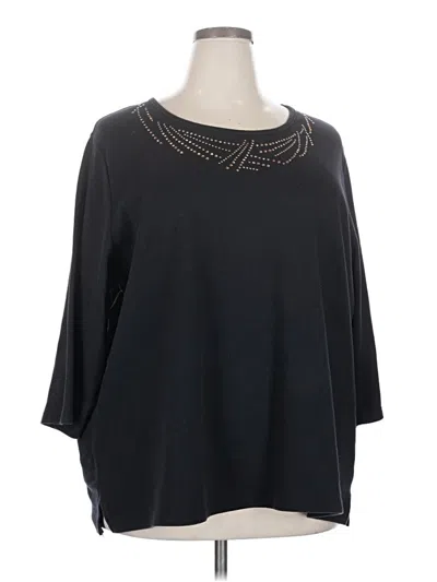 Pre-owned Quacker Factory 3/4 Sleeve Top Black Boatneck Tops
