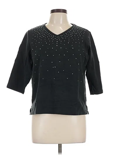 Pre-owned Quacker Factory 3/4 Sleeve Top Black V-neck Tops