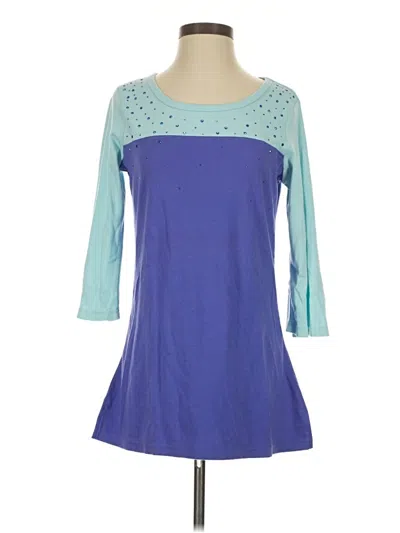 Pre-owned Quacker Factory 3/4 Sleeve Top Blue Sweetheart Neckline Tops