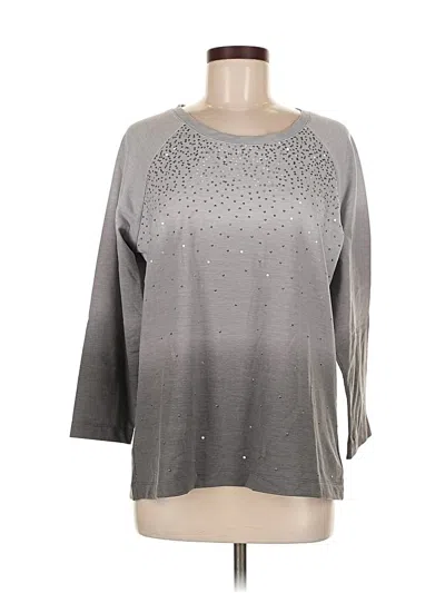 Pre-owned Quacker Factory 3/4 Sleeve Top Gray Crew Neck Tops