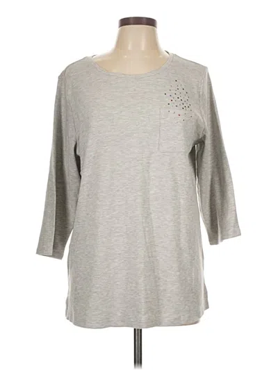 Pre-owned Quacker Factory 3/4 Sleeve Top Gray Crew Neck Tops