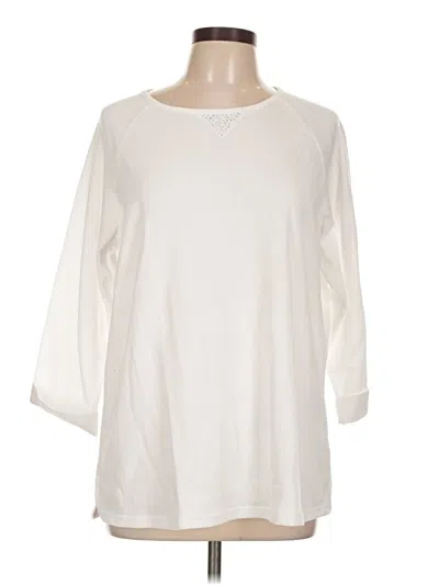 Pre-owned Quacker Factory 3/4 Sleeve Top Ivory Crew Neck Tops In White