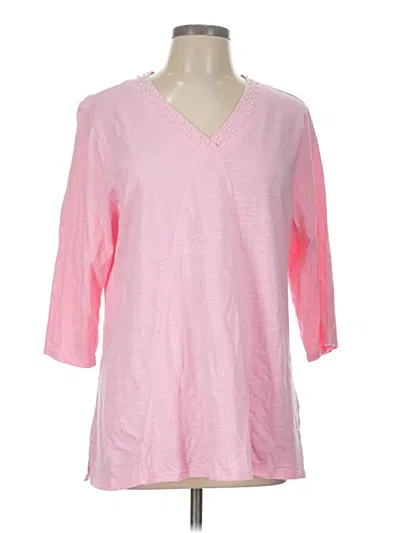 Pre-owned Quacker Factory 3/4 Sleeve Top Pink V-neck Tops