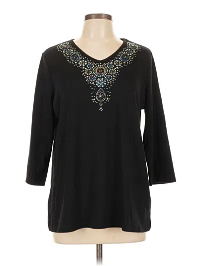 Pre-owned Quacker Factory 3/4 Sleeve T-shirt In Black