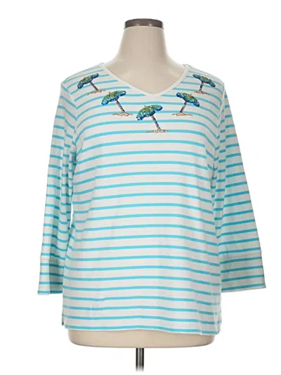 Pre-owned Quacker Factory 3/4 Sleeve T-shirt In Blue