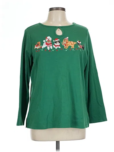 Pre-owned Quacker Factory 3/4 Sleeve T-shirt In Green
