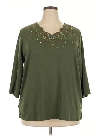 Pre-owned Quacker Factory 3/4 Sleeve T-shirt In Green
