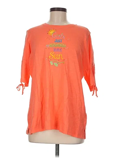 Pre-owned Quacker Factory 3/4 Sleeve T-shirt In Orange
