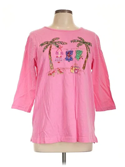 Pre-owned Quacker Factory 3/4 Sleeve T-shirt In Pink